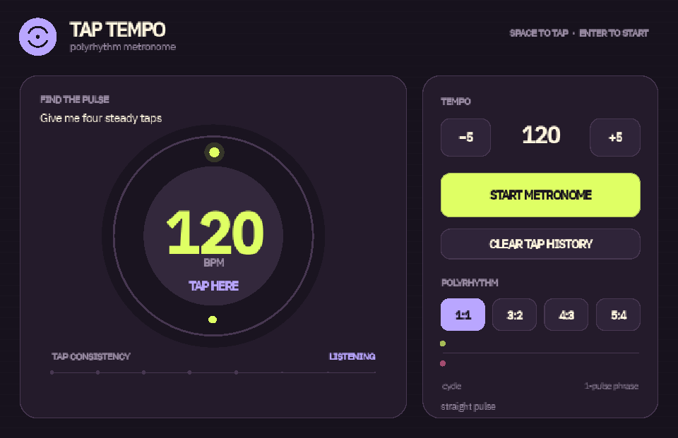 Tap Tempo & Polyrhythm Metronome preview