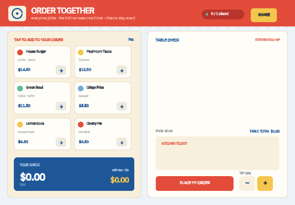 Group Food Order Builder & Split Bill preview