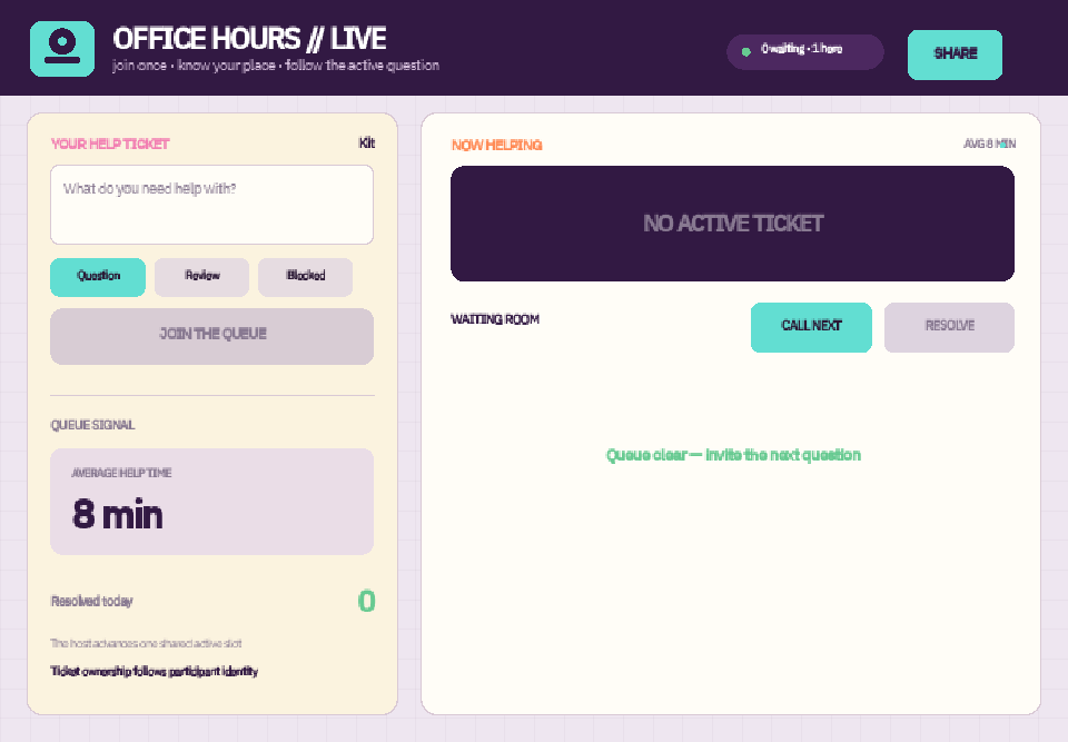 Live Office Hours Queue & Help Desk preview