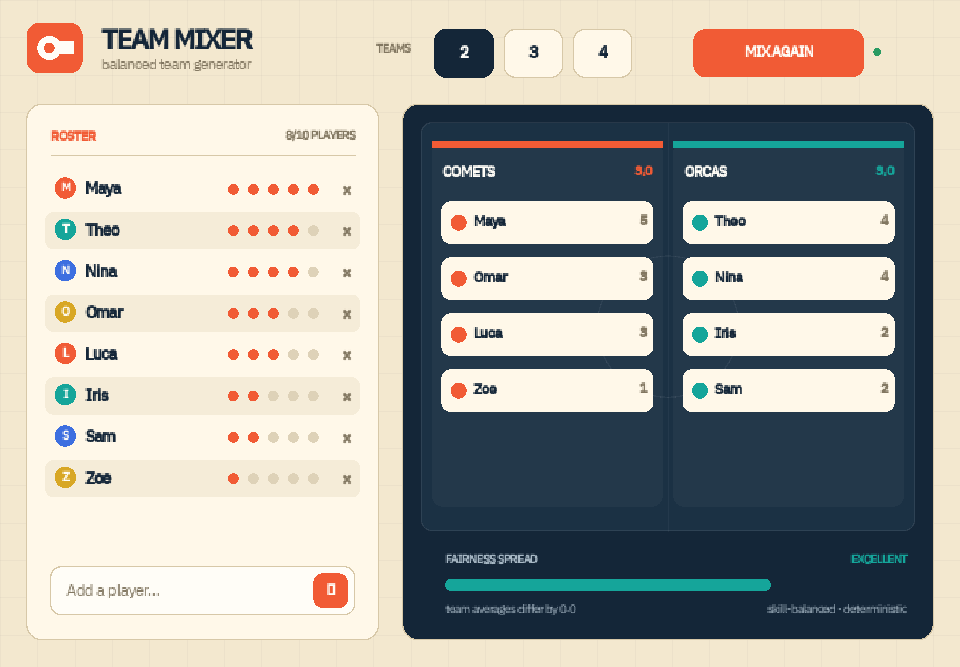 Balanced Team Generator preview